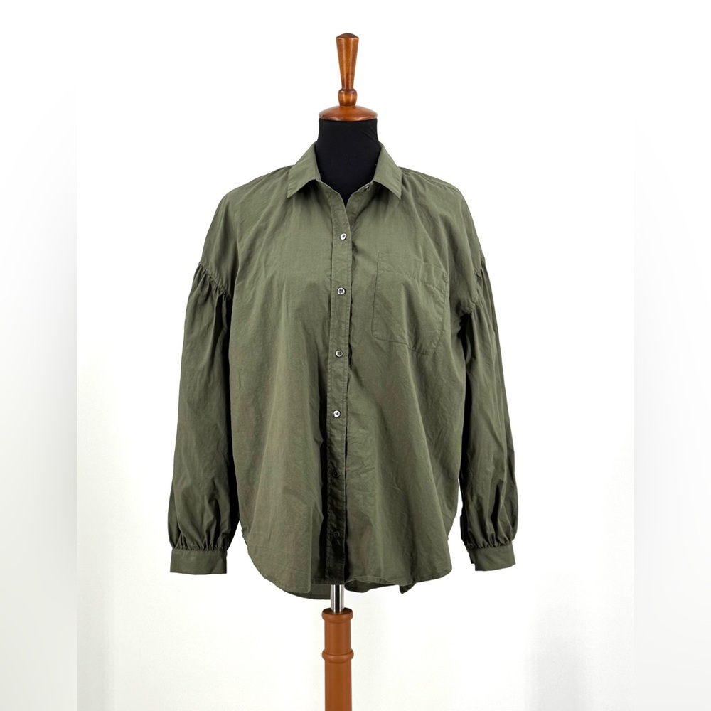 Rails Janae Olive Smoke Blouse Cotton Tencel Blend Size L